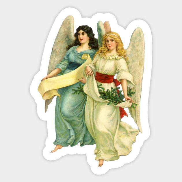 Victorian Christmas Angels Sticker by MasterpieceCafe